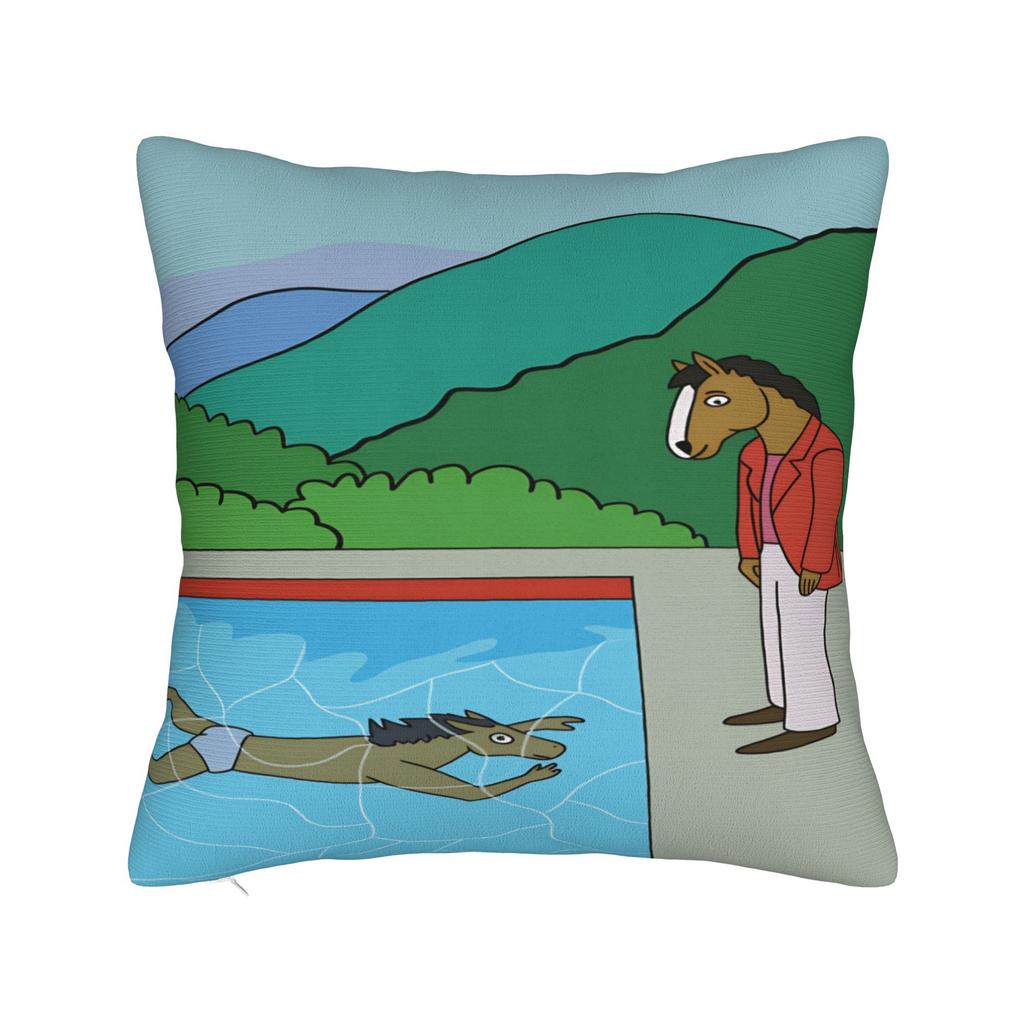 Pillow Case Anime B-BoJack H-Horsemans Soft Pillow Cover For Sofa Couch Bed Living Room Cute Funny Pillowcases