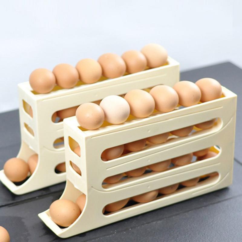 Automatic Scrolling Egg Rack Holder Storage Box Egg Basket Food Containers Egg Case Holder Refrigerator Storage Organizer