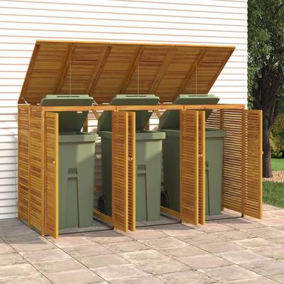 Vidaxl Capac pentru 3 Coșuri de Gunoi, 210X89X117 Cm, Lemn de Acacia