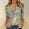 Dámské topy Tříčtvrteční rukáv Košile Výstřih do V Volná Ležérní košile Potisk Tričko