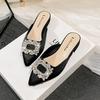 Summer New Women Shoes Rhinestone Slipper Fashion Outdoor Pointed Toe Casual Sandals Girl Heels Mules Shoes