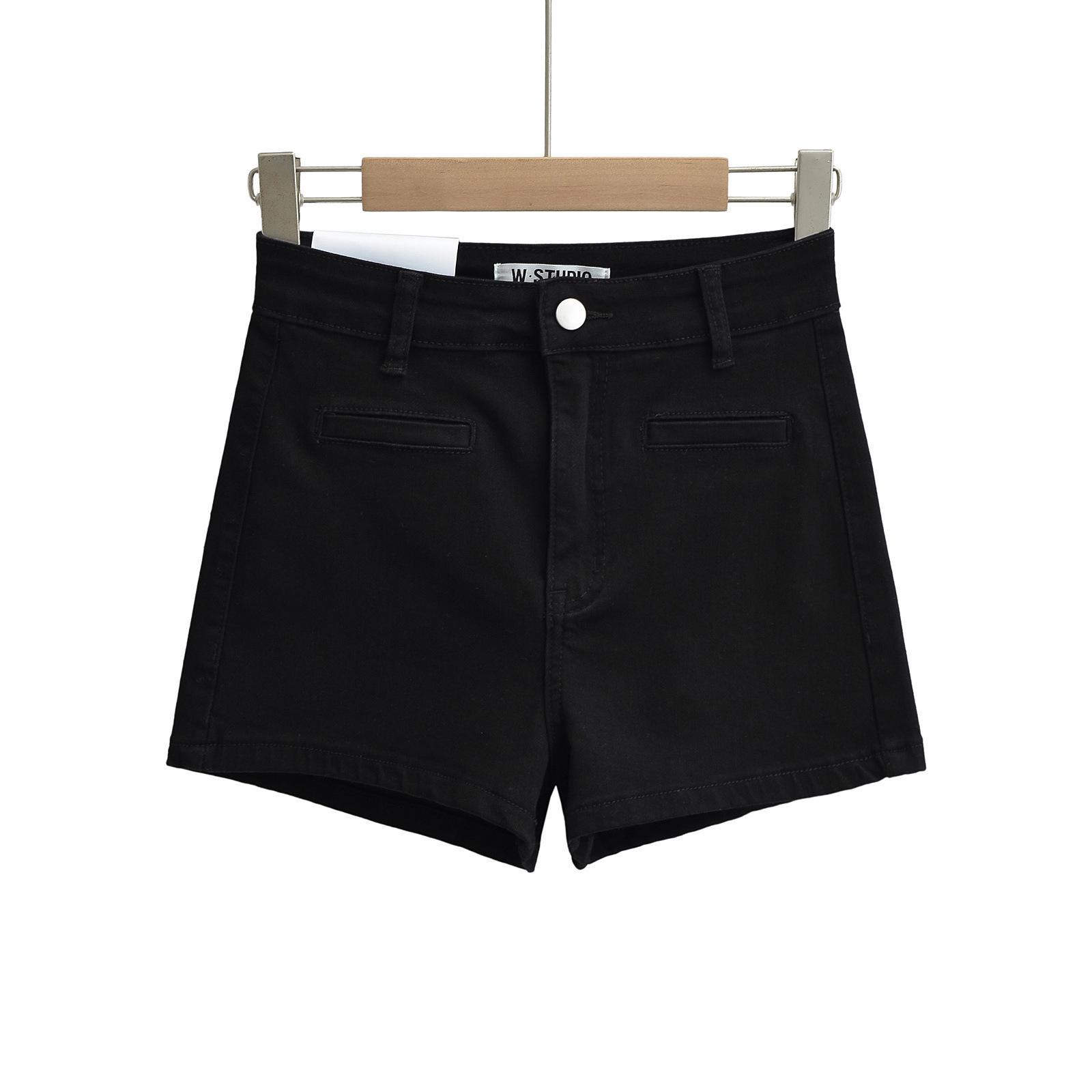 2024 High-Waisted Retro Slimming Denim Shorts for Women Extra Small чёрный
