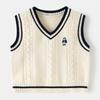 Small and Medium-sized Boys and Girls College Style Knitted Vest Autumn New Children's Contrasting Colors Outside Wearing Sleeveless Sweater Vest
