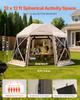 VEVOR Pop up Gazebo Screen Tent, 3.6x3.6 m, 13-Sided Spherical Camping Canopy Tent with Removable Top & Carry Bag, Quick-Set & Bite-Proof