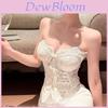 Elegant Lace Panel Backless Tank Top With 3d Pattern For Women