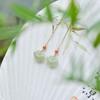 New Design  Inlaid Natural Hetian Jasper Long Earrings Classical Charm Palace Style Ladies Jewelry Wedding Accessories