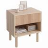 Nightstand with Drawer and Open Shelf, 47x47x50 Cm, Natural Wood