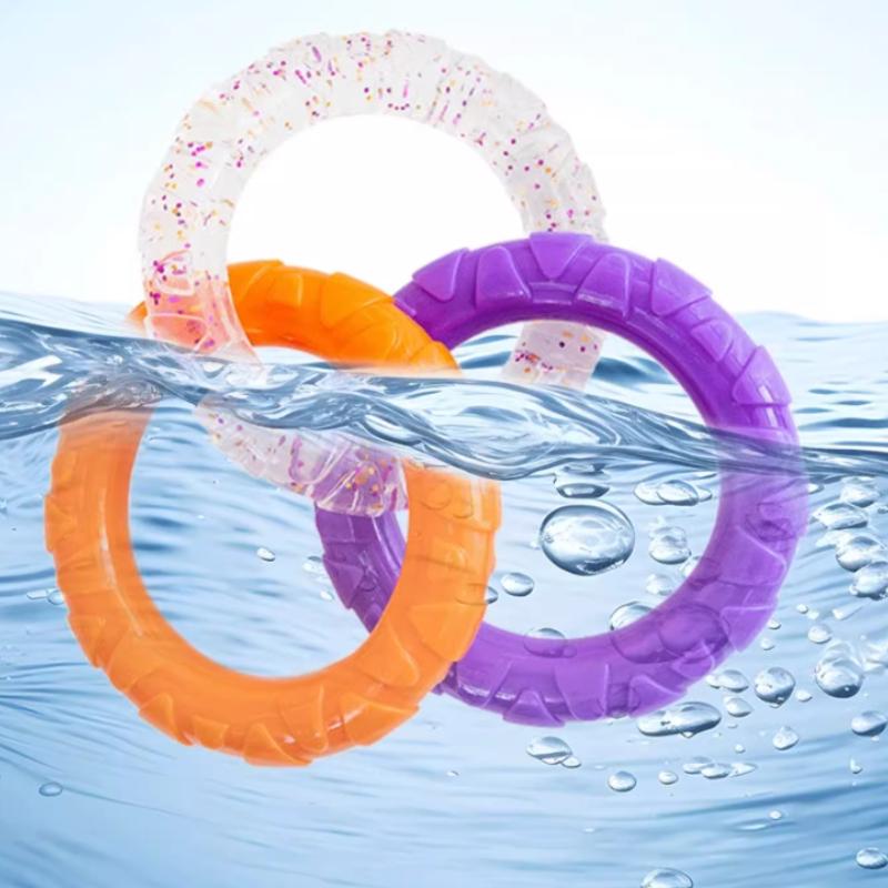 Dog Chew Toy TPR Teeth Cleaning Pet Toys Interactive Bite Resistant 3 Ring Tug for Small and Medium Dogs Pet Supplies