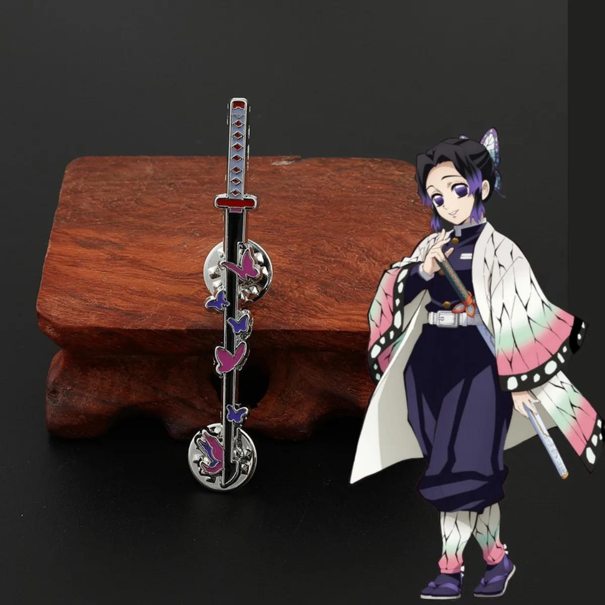 

Металлический пин-катана Истребитель демонов Аниме Значки Kimetsu No Yaiba Рюкзак Манга Брошь Танджиро Шинобу Меч Эмалевый пин Аксессуары