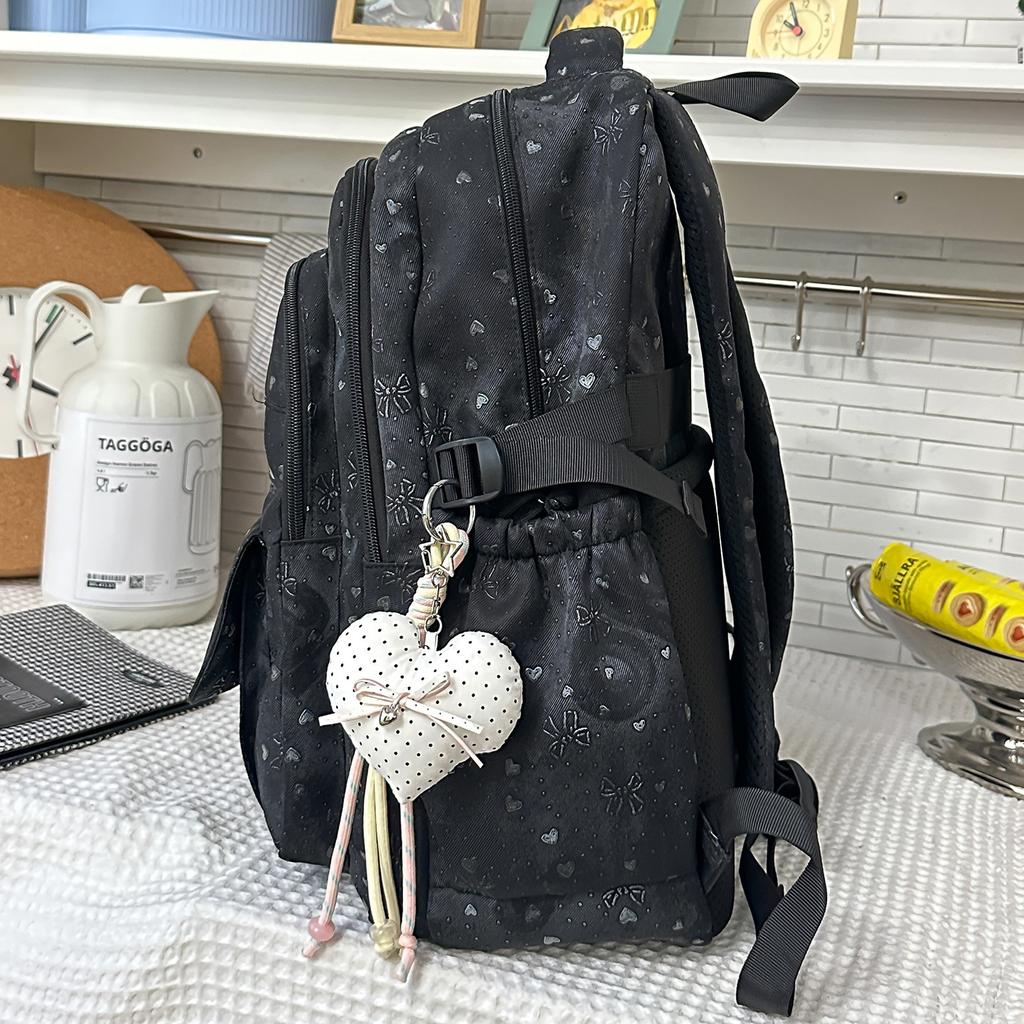 Schoolbag Korean version of high-value bow backpack for junior high school students, large-capacity schoolbag, casual trend, cute backpack.