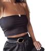 Yuyou European & American Street Style Thin Elastic Band Bandeau Camisole – Women's Solid Color Straight Neck Short Top