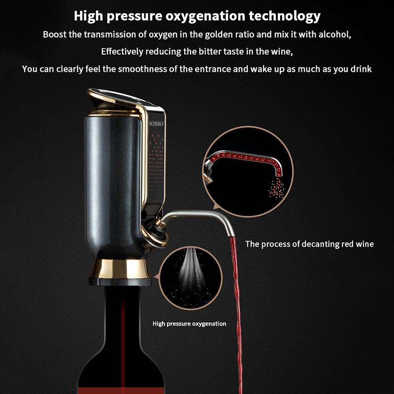 Luxurious 3-In-1 Electric Wine Aerator, Decanter, Dispenser & Vacuum Pump. Touch Screen Led Display - Wine Preservation System