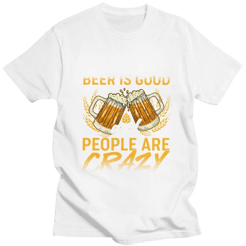 Custom Classic God Is Great Beer Is Good And People Are Crazy T Shirt Men Short Sleeve Tshirts Casual Tee Slim Fit Tshirt Gift
