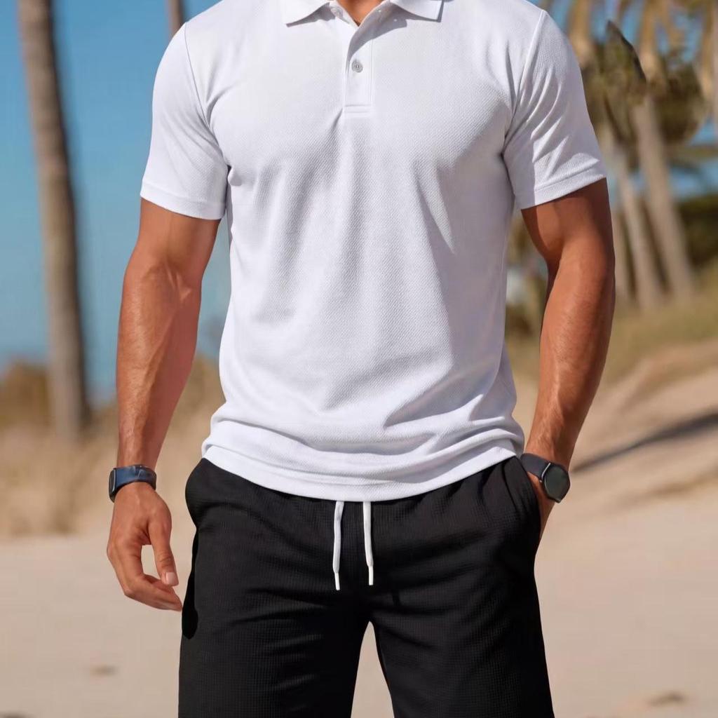 Summer 2026 Men's Casual Short Sleeve Polo Shirt & Shorts Set - Breathable Sportswear