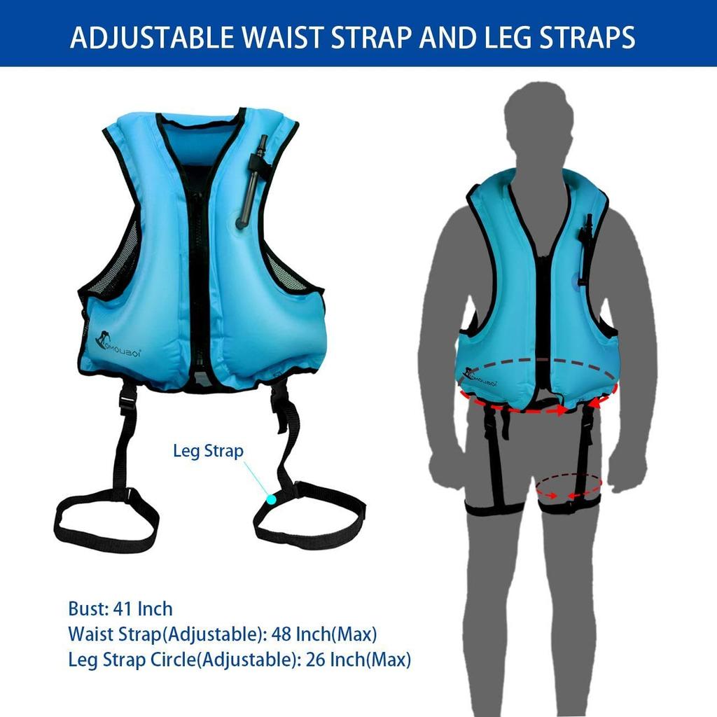 Life Jacket, Floating Vest, Swimming & Snorkeling Jacket, Inflatable Vest, Fishing Life Jacket, Adult Size, Kayak Gear, Life Vest, Manual Inflation, W