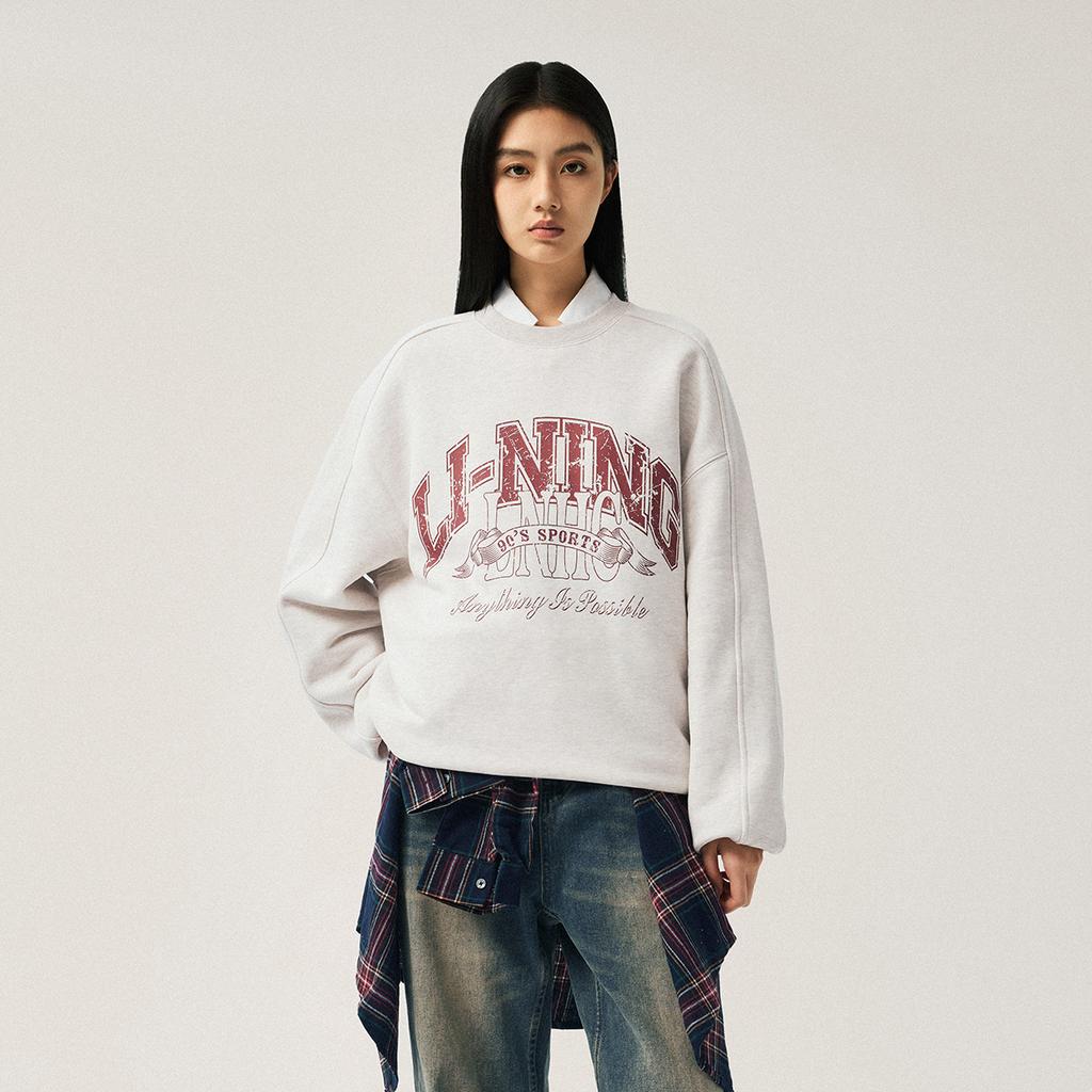 Li Ning Sports Fashion Collection Sweatshirt Unisex Heather Gray Tile Gray AWDU979-1