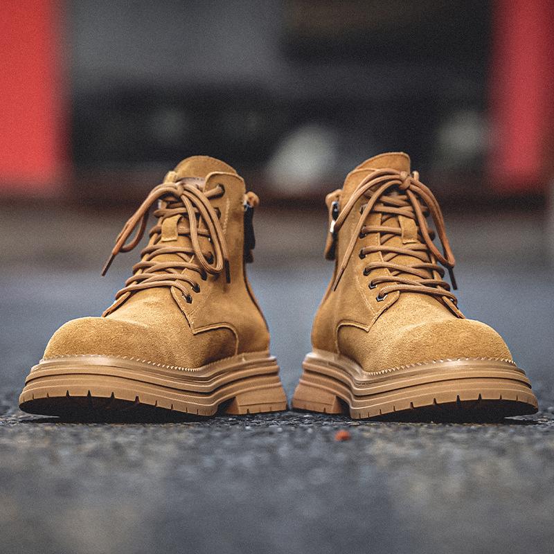 Martin boots British style leather shoes Desert high-top locomotive boots Winter platform tide short boots