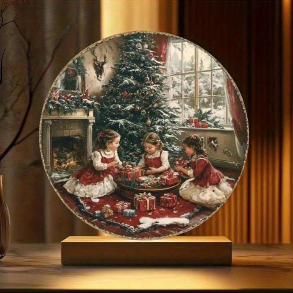 Tin Wall Art Vintage Christmas Round Decor Kitchen Wall Hanging Perfect Holiday Gift Home Thanksgiving