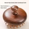 Golden Silk Sandalwood Round Massage Comb for Scalp Therapy and Hair Straightening