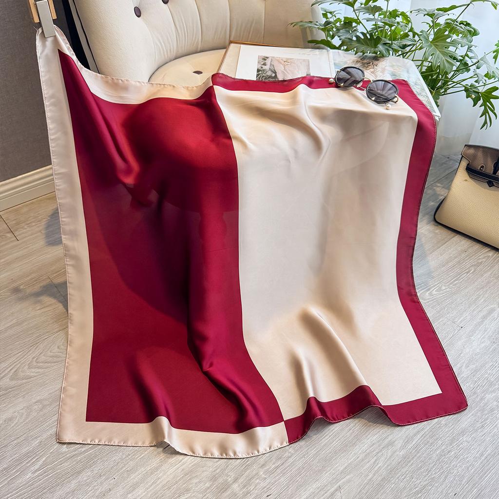 Latest Design Luxury 90Cm Silk Women Scarf Sunscreen Foulard Shawl Hijab Female Hair Hijab Wraps Neckerchief Bandanda Echarpe