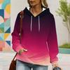 Women Plus Size Colorful Abstract Swirl Printed Long Sleeve Drawstring Hooded Pullover With Kangaroo Pocket