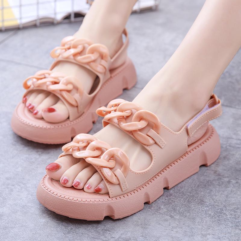 Women's Roman Style Platform Sandals: Non-Slip, Thick-Soled Velcro for Outdoor Beach Wear