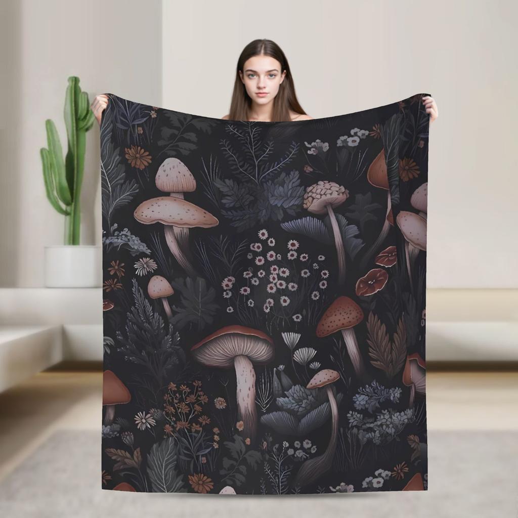 Dreamy Forest Mushroom Blanket Warm Comfortable Plush Bedding Throws For Bedroom Travel Flannel Bedspread Bed Cover