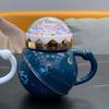 Planet Mug with Lid High Looking Drinking Water Cup Ceramic Cup Style Cartoon Cute Female Student Korean