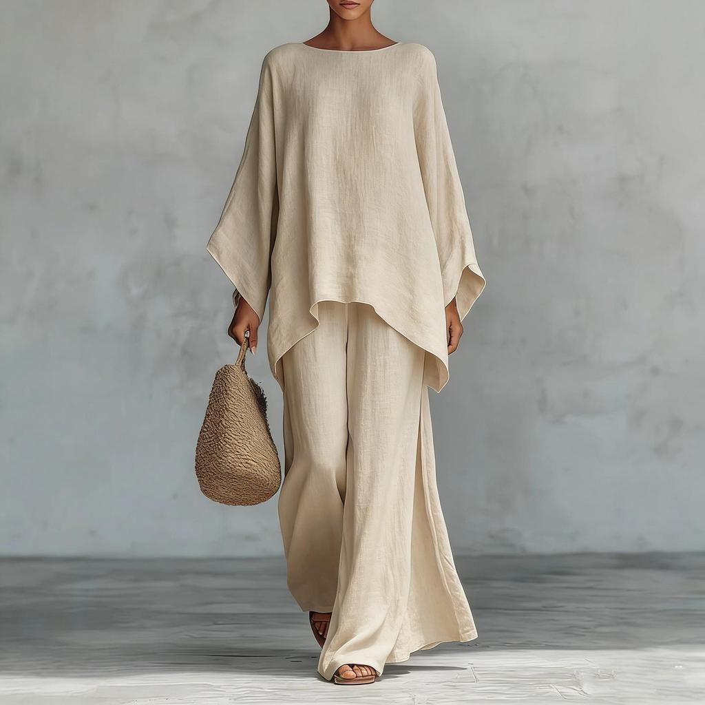 Ensemble chemise ample élégante et pantalon large style européen pour femme 2026