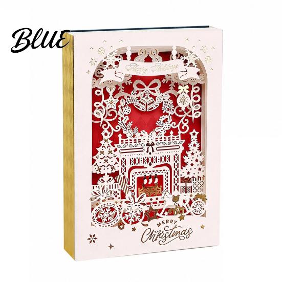 Seasonal Gift Notes 3D Christmas Cards with Envelope Hollow Carving Winter Holiday Greeting for New Year Xmas Party Family Friends Handmade Festive