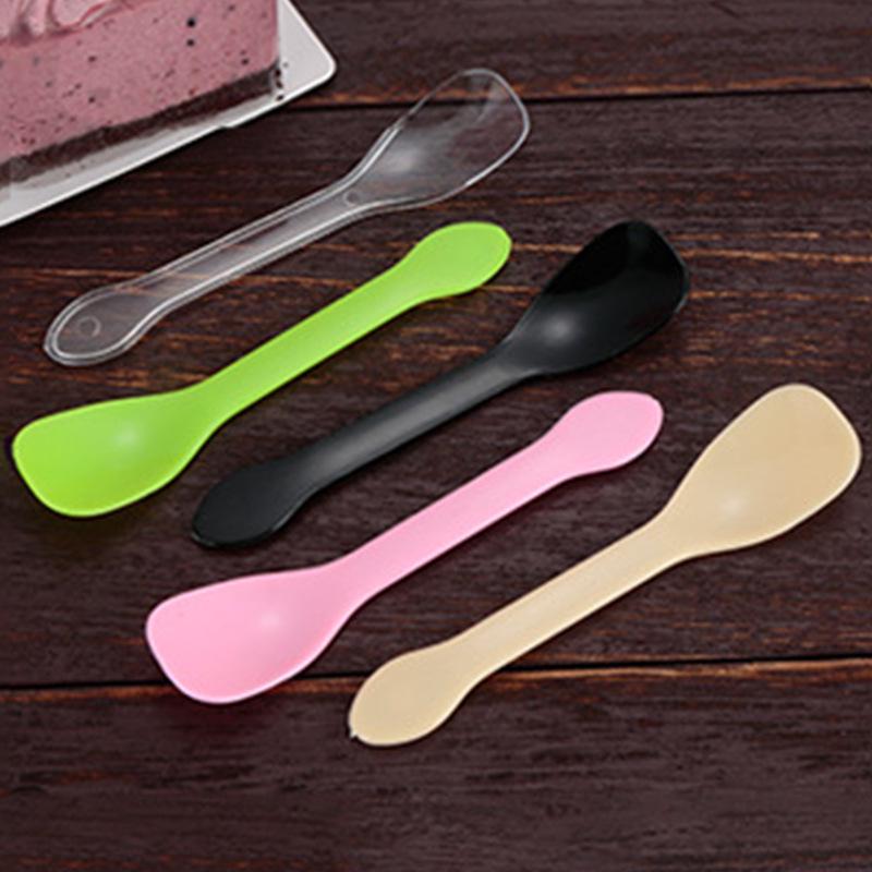 100 прозрачных цветных одноразовых ложек для десерта (для торта, мороженого, йогурта, пудинга)