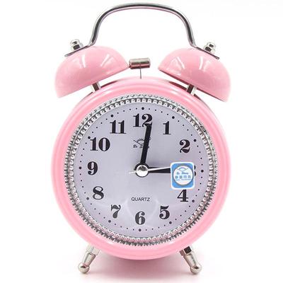 Luce notturna da comodino, movimento al quarzo, sveglia classica silenziosa con doppia campana, portatile e alla moda