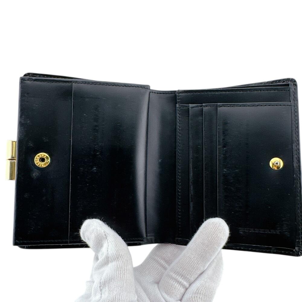 BURBERRY Gamaguchi Nova Check leather Bifold Wallet black leather Used