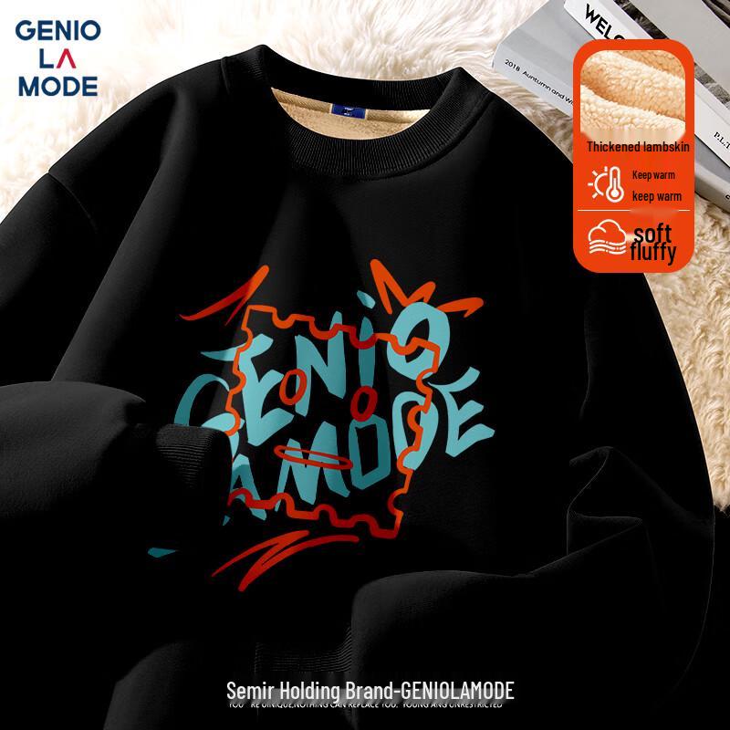 

GENIOLAMODE Men s Winter Fleece-Lined Crewneck Sweatshirt XL