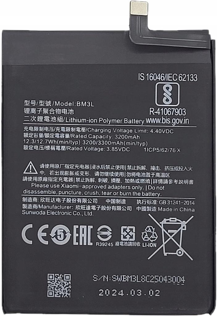Nová baterie pro Xiaomi Bm3L Mi9 Mi 9 M1902F1G 3300 mAh