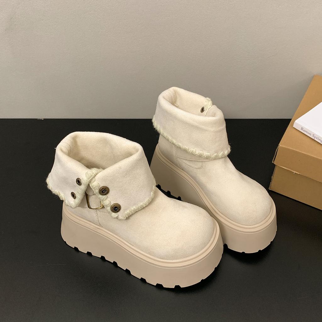 White British style thin thick-soled Martin boots women's 2025 new autumn small man height increase snow short boots