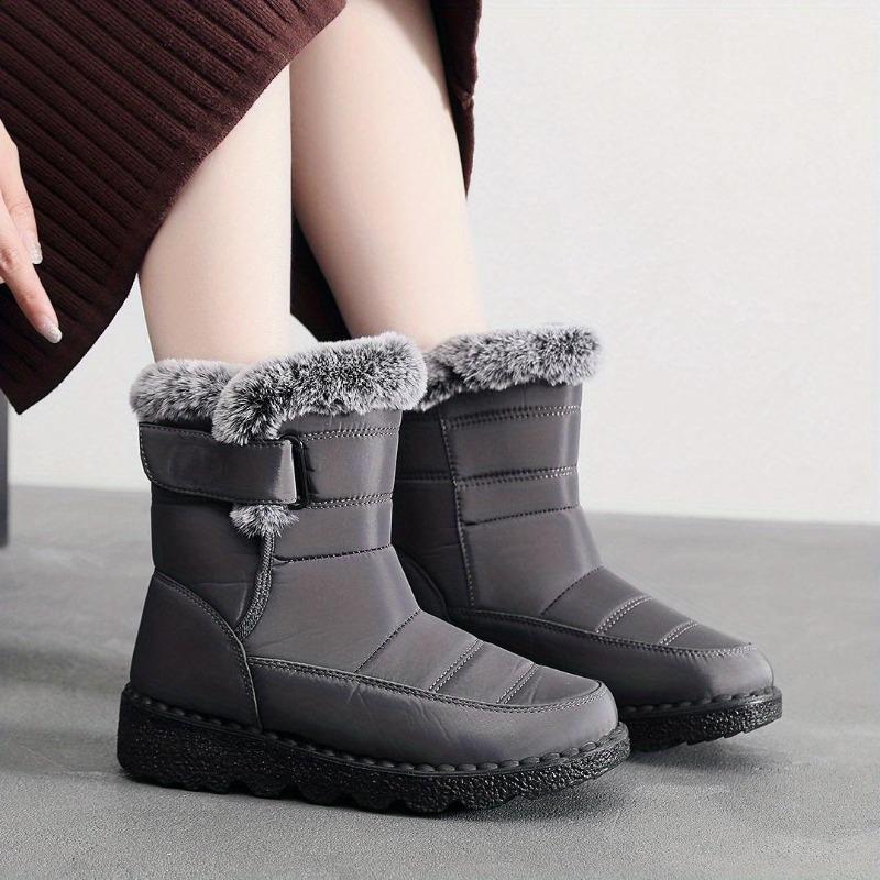 Wasserdichte Winterstiefel für Damen, neuer Kunstpelz, langer Plüsch-Schneestiefel, Plateaustiefeletten für Damen, warme Baumwoll-Paarschuhe