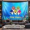 Wall Hanging Tapestry Custom NameBaby Shark Pattern Personalized Printed Fabric Wall Decor