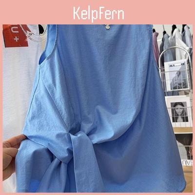 Minimalistisches weißes Baumwoll-Knoten-Tanktop für Sommer-Freizeitkleidung Damen