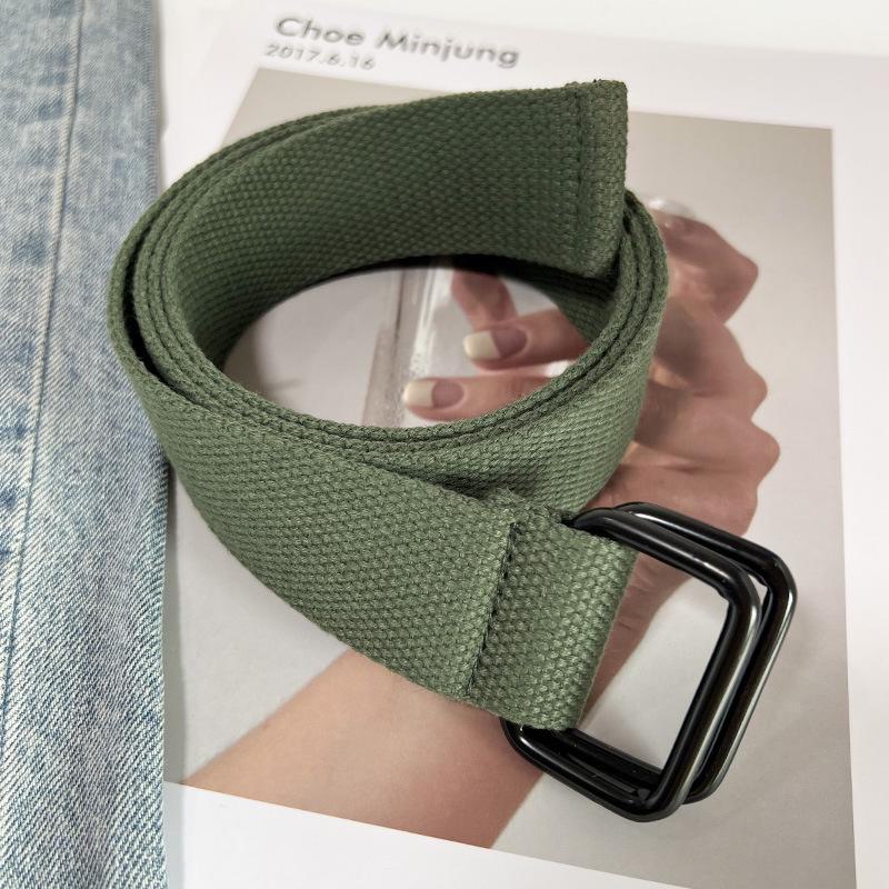 

Ремень унисекс с двойной пряжкой из холста для джинсов и комбинезонов - модный стиль милитари 110cm*3.0cm