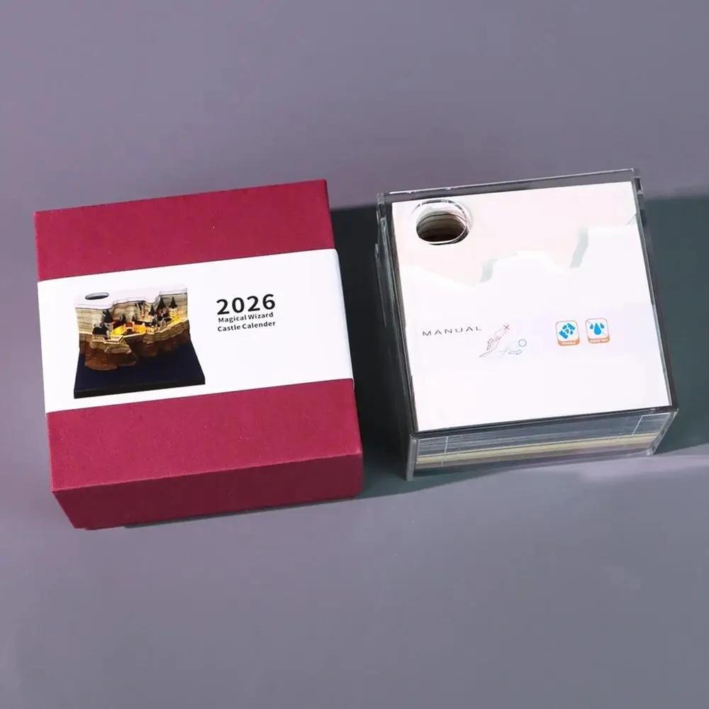 2026 Creative Magic Castle Calendar Sticker With Light 3D Hand-torn Castle Calendar Tear-Away Notepad DIY Craft Gifts