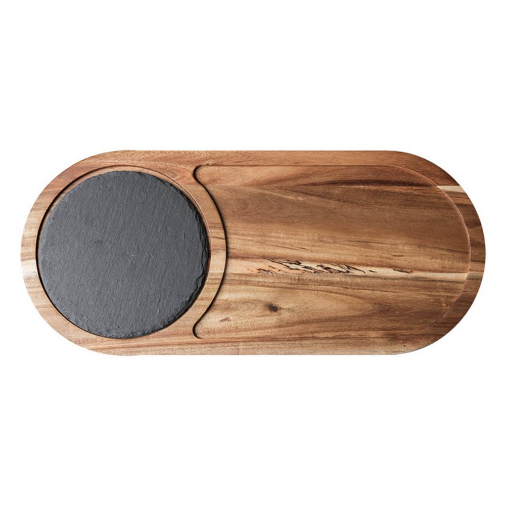 Steak Plate Solid Wood Western Food Plate Stone Steak Tray  Anti-deformed Modern Style Steak Plate