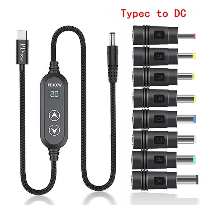 USB C Power Cord with 38 Adapters 100W Highest Efficiency Variable Power Supply DC5.5 Type C Charging Cable 120cm