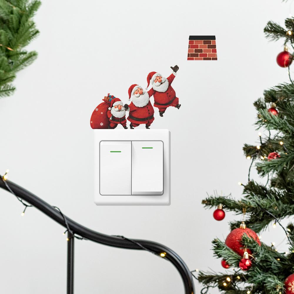 Cartoon Santa Claus Home Background Switch Decorative Stickers Giving Gifts