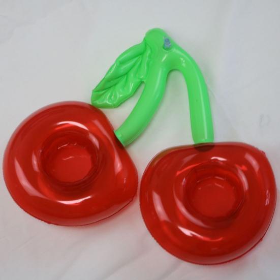 Cherry Inflatable Cup Holder PVC Floating Drink Coaster Lightweight Waterproof Cup Stand for Pool Beach