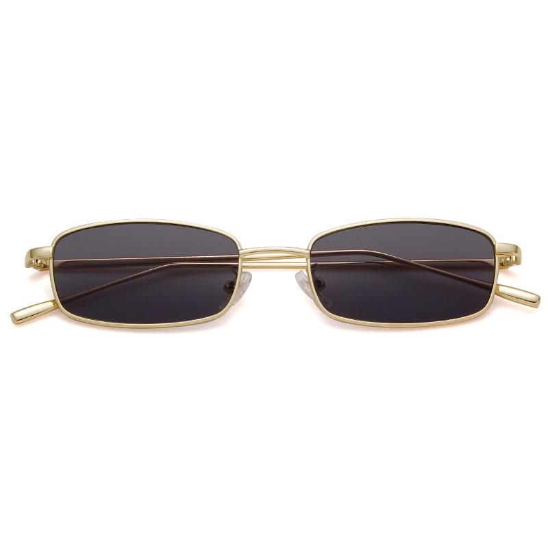 Trendy Vintage Small Slim Skinny Rectangle Sunglasses Women Men Designer Retro Metal Frame Red Lens Hip Hop Sun Glasses S31035