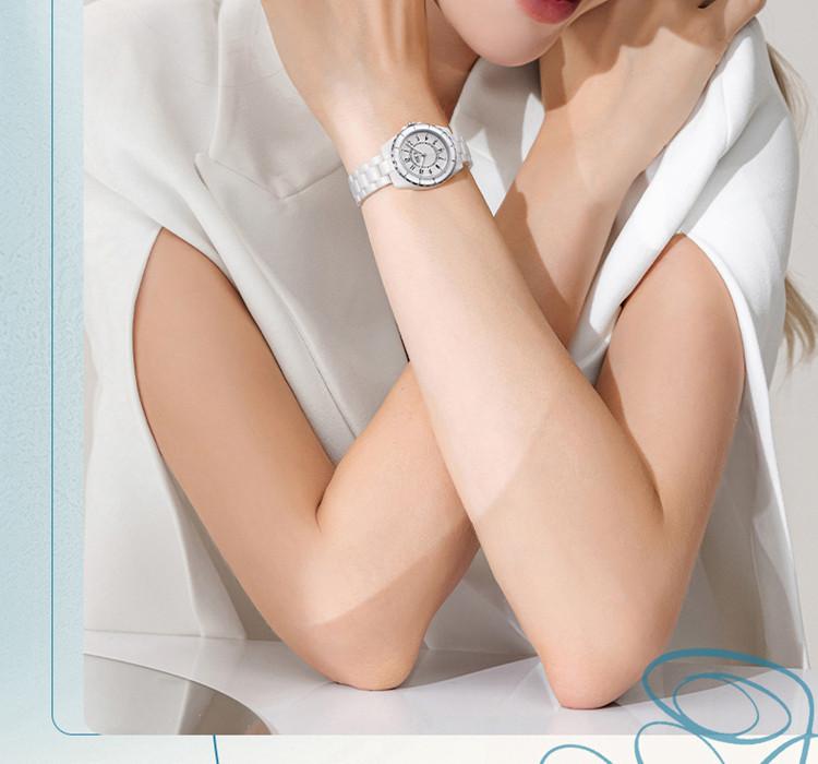 Mark Huafei Ceramic Watch Women's Quartz Watch Exquisite, Simple, Fashionable, High End, Waterproof Brand Watch