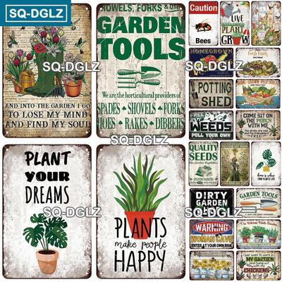 [SQ-DGLZ] Vintage Retro Garden Tool Tin Sign Metal Sign Shop Plate Home Bar Wall Sticker Decoration Plaque Poster Decor Gift