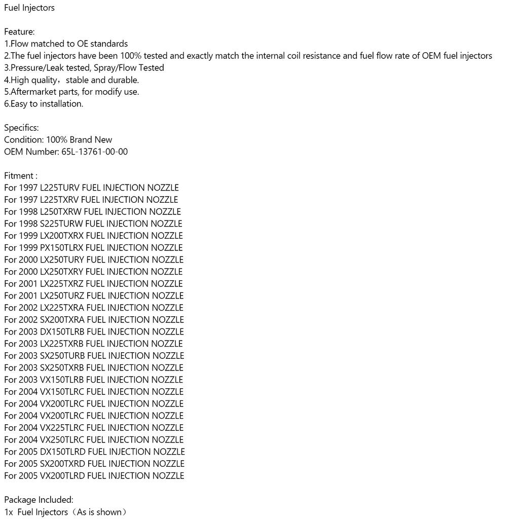 Kraftstoffeinspritzdüse 65L-13761-00-00 Für Yamaha 150/200/225 PS 2-Takt