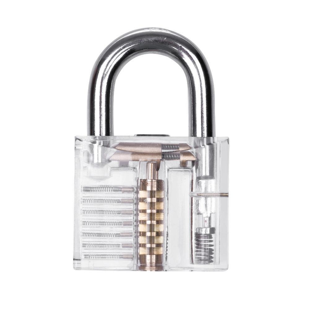 Manual Locksmith Practice Gun Lock Unlocking Tool+Transparent Padlock
